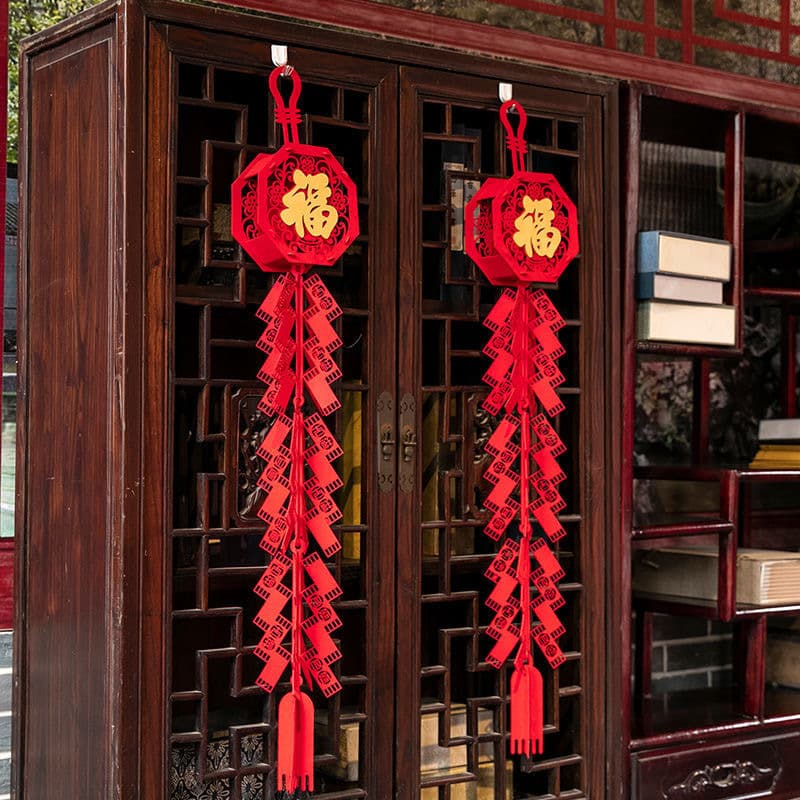 New Year 2026 Decoration Housewarming 3D Spring Festival Dragon Year Firecracker Fu Character Hanging Ornament New Home Indoor Hanging Decor Arrangement