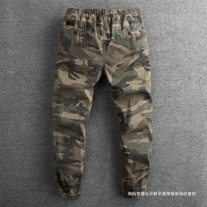 Military green men's sports camouflage nine-point pants overalls autumn casual pants trendy leggings youth popular fashion trendy brand