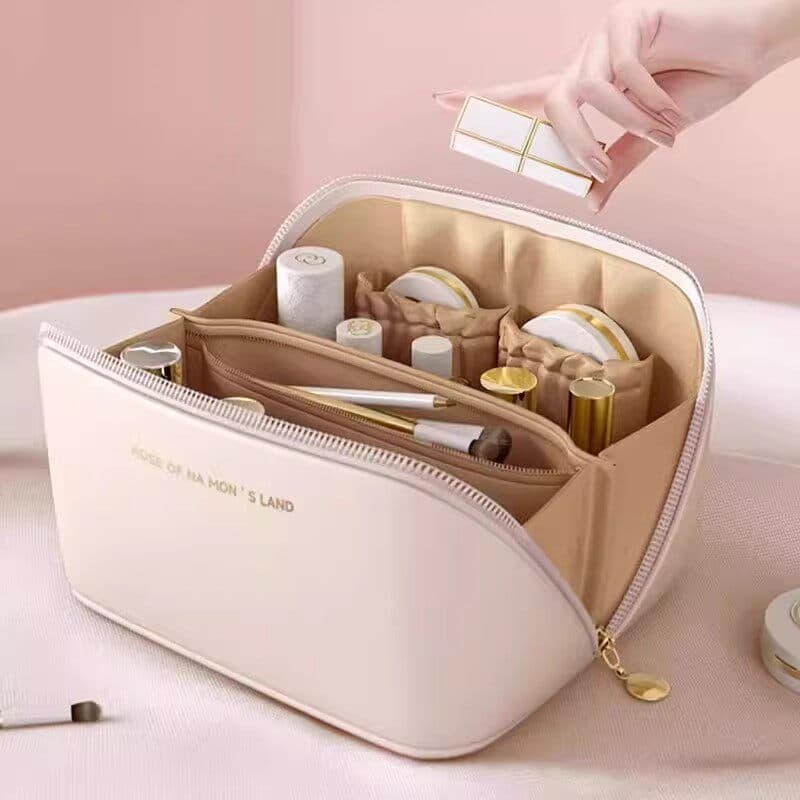 Portable Cosmetic Bag for Women 2026 New Large Capacity Travel Toiletry Organizer with Silk Flower