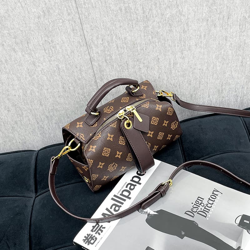 Cross-border high-end bag for women, new retro old flower handbag, versatile Boston pillow bag, crossbody bag, shoulder bag