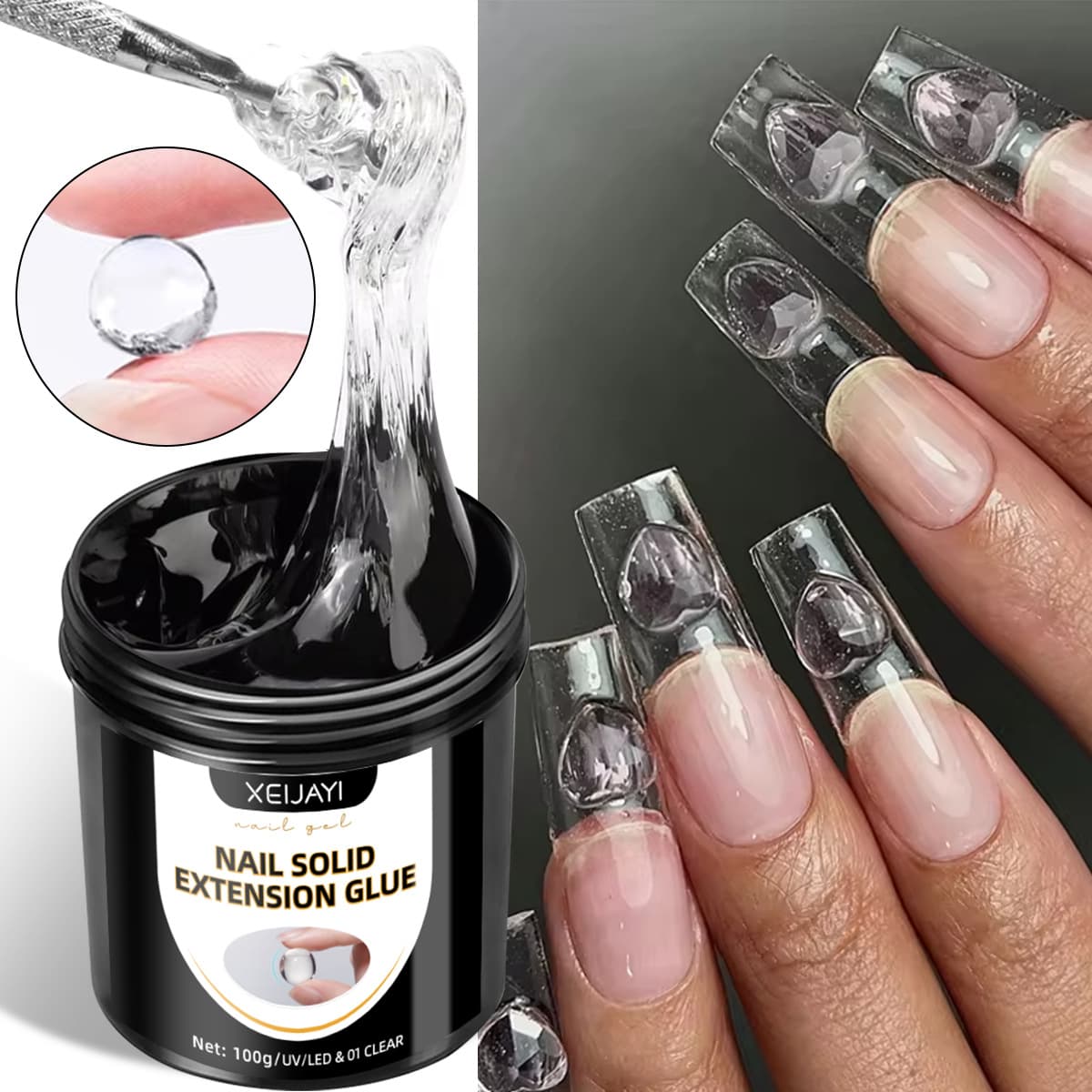 Canned Nail Extension Glue, Solid Carving and Shaping Paper-Free Tray, Non-Stick Quick Extension Nail Patch, Nail Salon