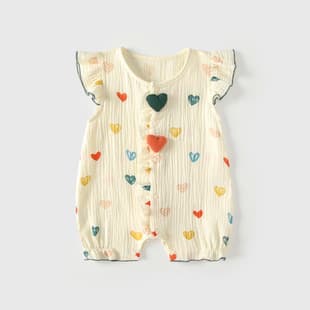 Baby Summer Clothes Newborn Girl Romper 100% Cotton Princess Outfit for Full Moon and 100 Days Lightweight Bodysuit Crawling Suit