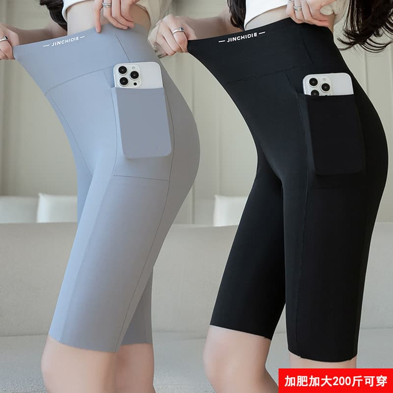 Plus Size Women's Summer Base Layer Shorts with Crotch Gusset, Safety Shorts with Pockets, 5-Inch Shark Shorts, Extended Size for 200 lbs Plus Size Women's Clothing