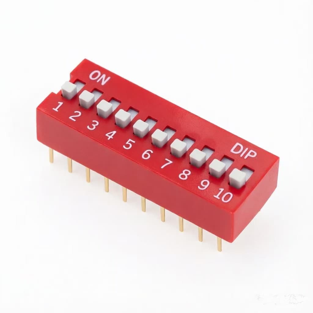 Red DIP Switch 10-Position 2.54mm 10P 20-Pin Code Switch Flat Actuator