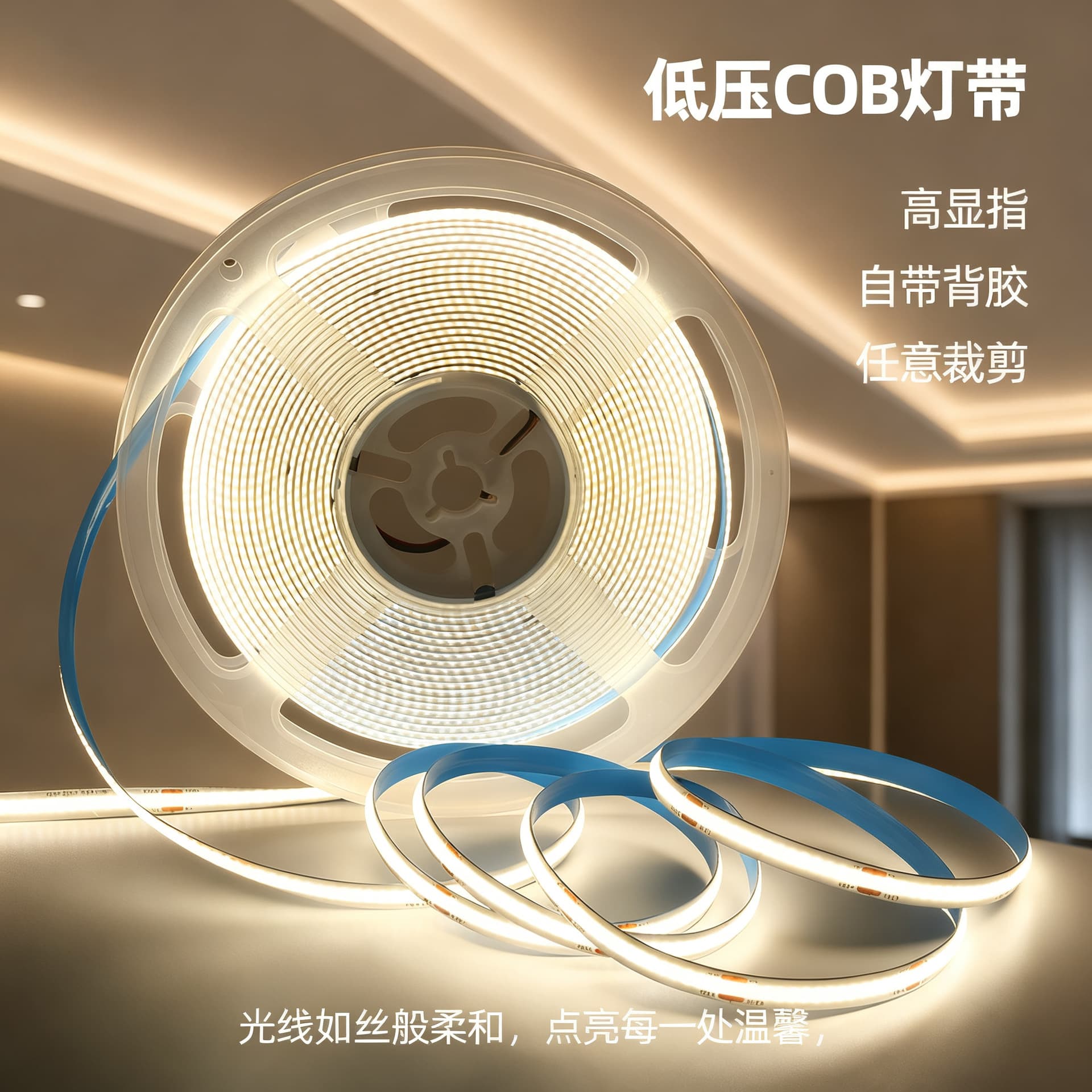 Low-voltage Cob Led Strip Lights Self-adhesive Ceiling Lines Suitable For Indoor Home Decoration Living Room Atmosphere Lights