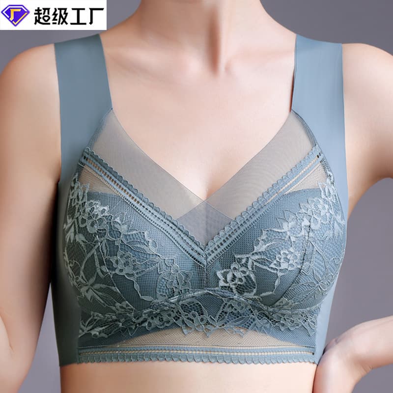 Large Size Lace Wireless Bra Breathable Seamless Backless Vest for Women Nylon Fabric Full Cup Fixed Strap Underwear
