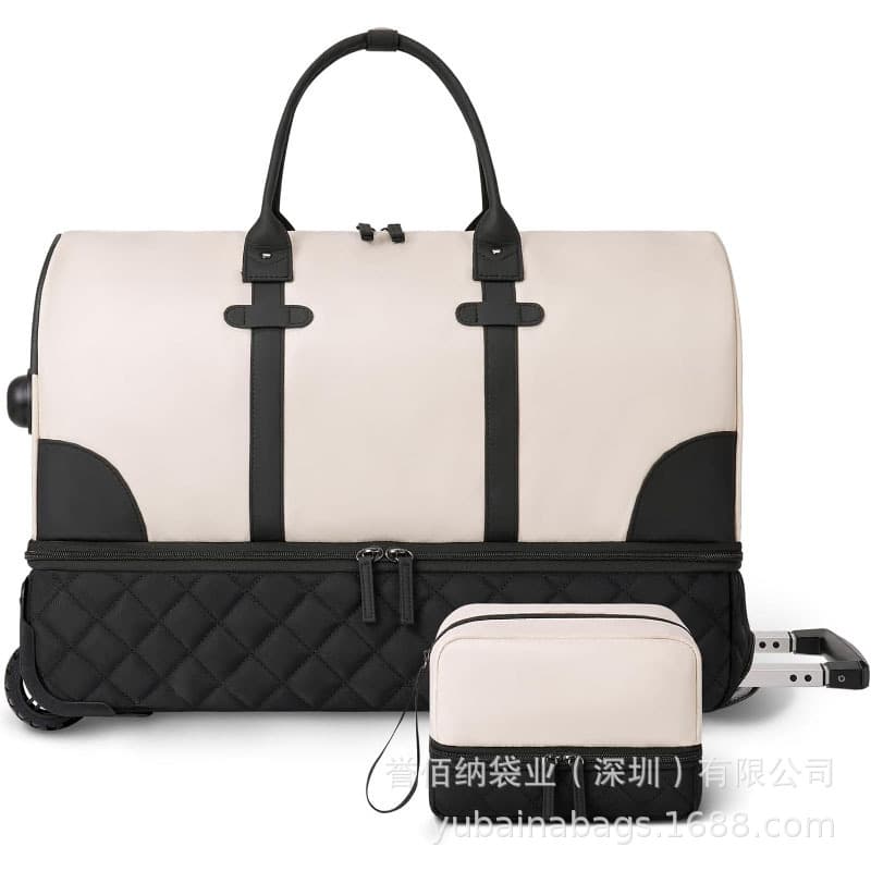 Rolling Duffel Bag with Wheels 21 Inch Flight Approved Travel Luggage Travel Bag for Women with Shoe Compartment