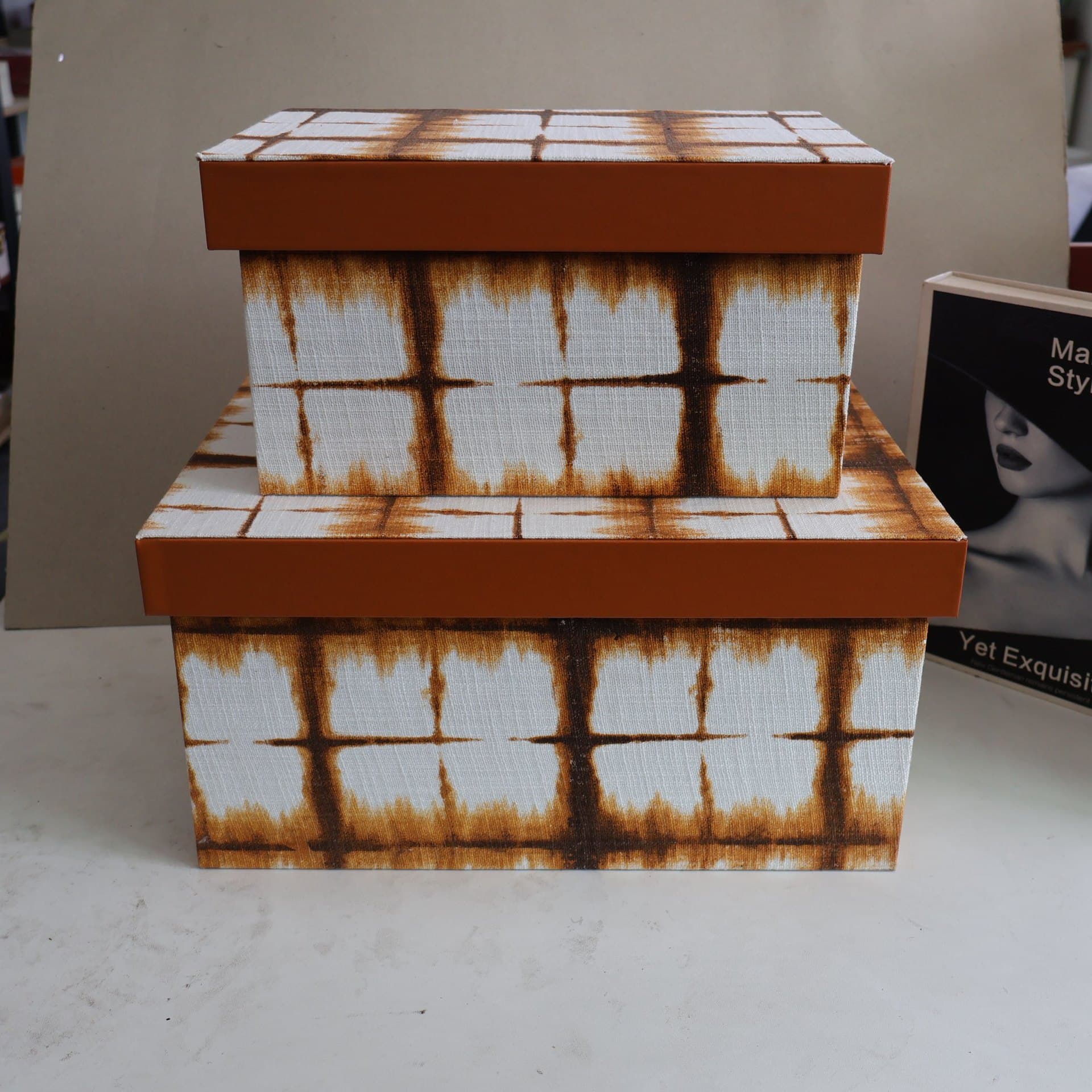 New Chinese Style Tie-Dye Linen Storage Box Bedroom Closet Decorative Ornament Light Luxury Desktop Storage Organizer Box