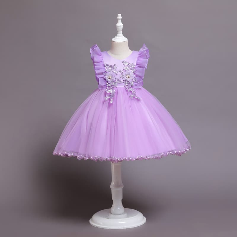 Girl's dress, flower girl's wedding dress, princess dress, red little girl's tutu skirt, host's piano performance suit
