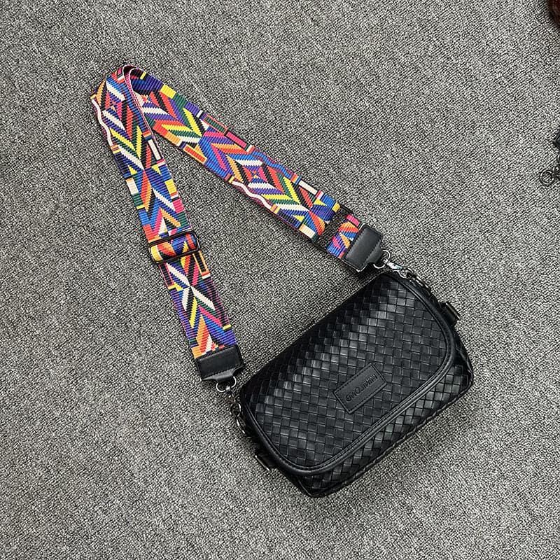 New Woven Pattern Sling Bag, Korean-style Unisex Crossbody Street Backpack
