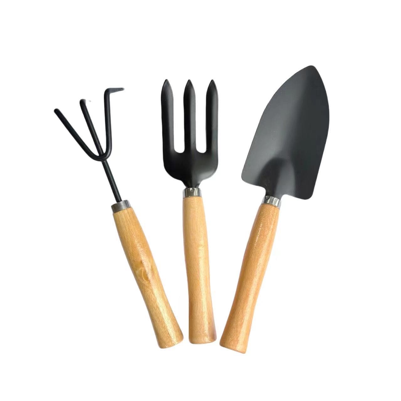 Garden Tool Wooden Handle 3-Piece Set Shovel Rake Spade for Children Flower Growing Garden Beach Digging