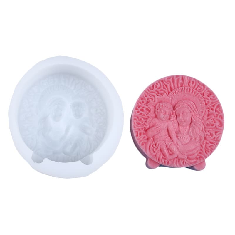 DIY Embossed Flower Mother and Child Portrait Scented Candle Plaster Resin Car Diffuser Stone Ornament Silicone Mold