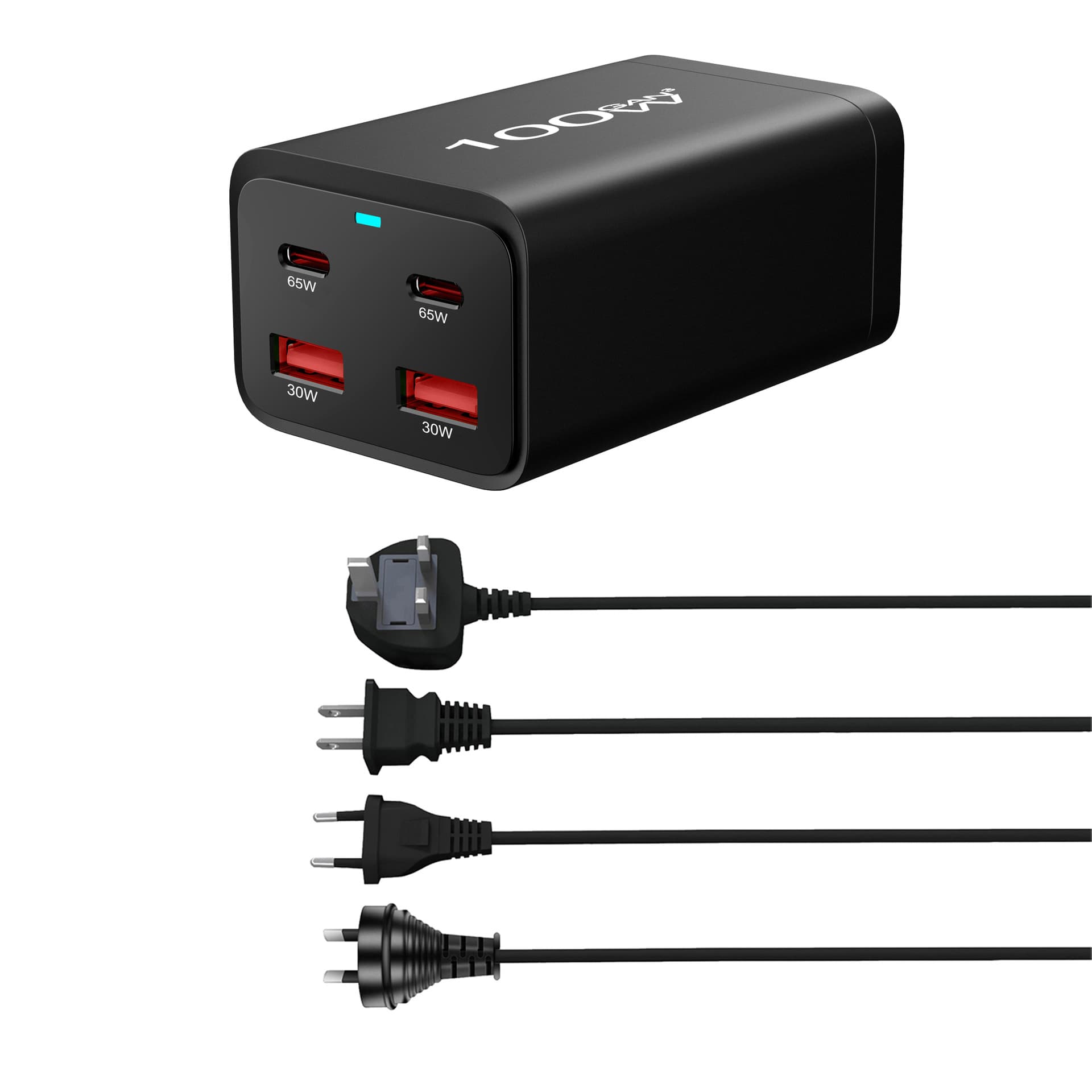 100W GaN PD charger Cross-border new 2A2C desktop charger 200W multi-function PD adapter