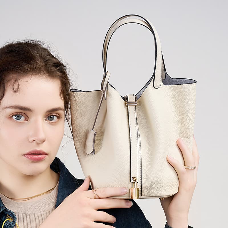 2026 New Style Bucket Bag Basket Bag Women's Bag TC Genuine Leather Handbag Mommy Bag Bride Wedding Bag Premium Look