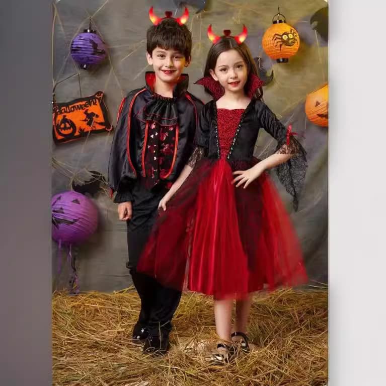 Kids Halloween Costume Vampire Cape Dress-Up for Girls Princess Outfit Boys Camouflage Makeup Scary