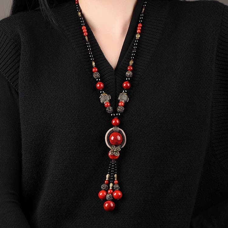 New Year Ornament Ethnic Classical Spring and Autumn Accessory Necklace Pendant, New Year Fish Design for Fresh Outfit