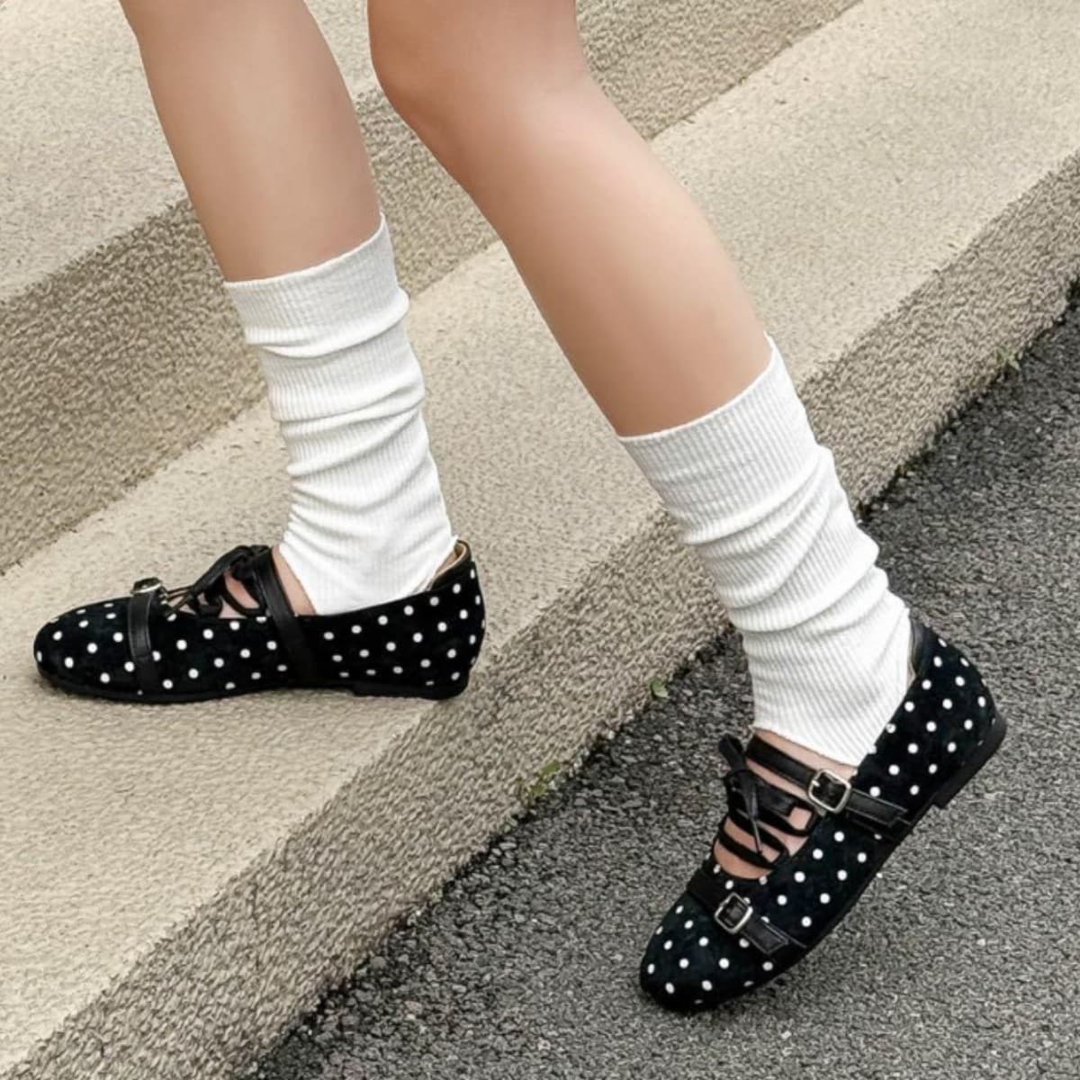 2026 New Sweet Bowknot Shallow Mary Jane Women's Polka Dot Single-Strap Flat Ballet Shoes