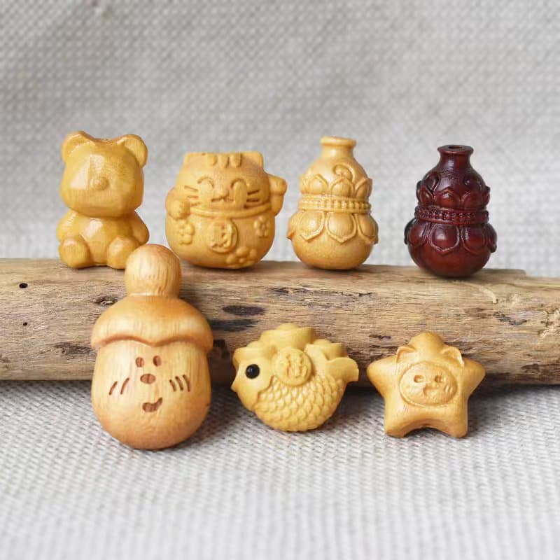 Gourd, Ingot, Fish, Bear, Lucky Cat, Hammered Pattern, Barbie Sandalwood, DIY Red Sandalwood Accessories, Pendant, Bag Charm, Car Hanging, Bracelet