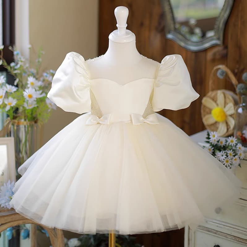 Princess Dress Children's Formal Wear Wedding Performance Outfit Little Girl Hostess Costume Polyester Fabric Summer Autumn