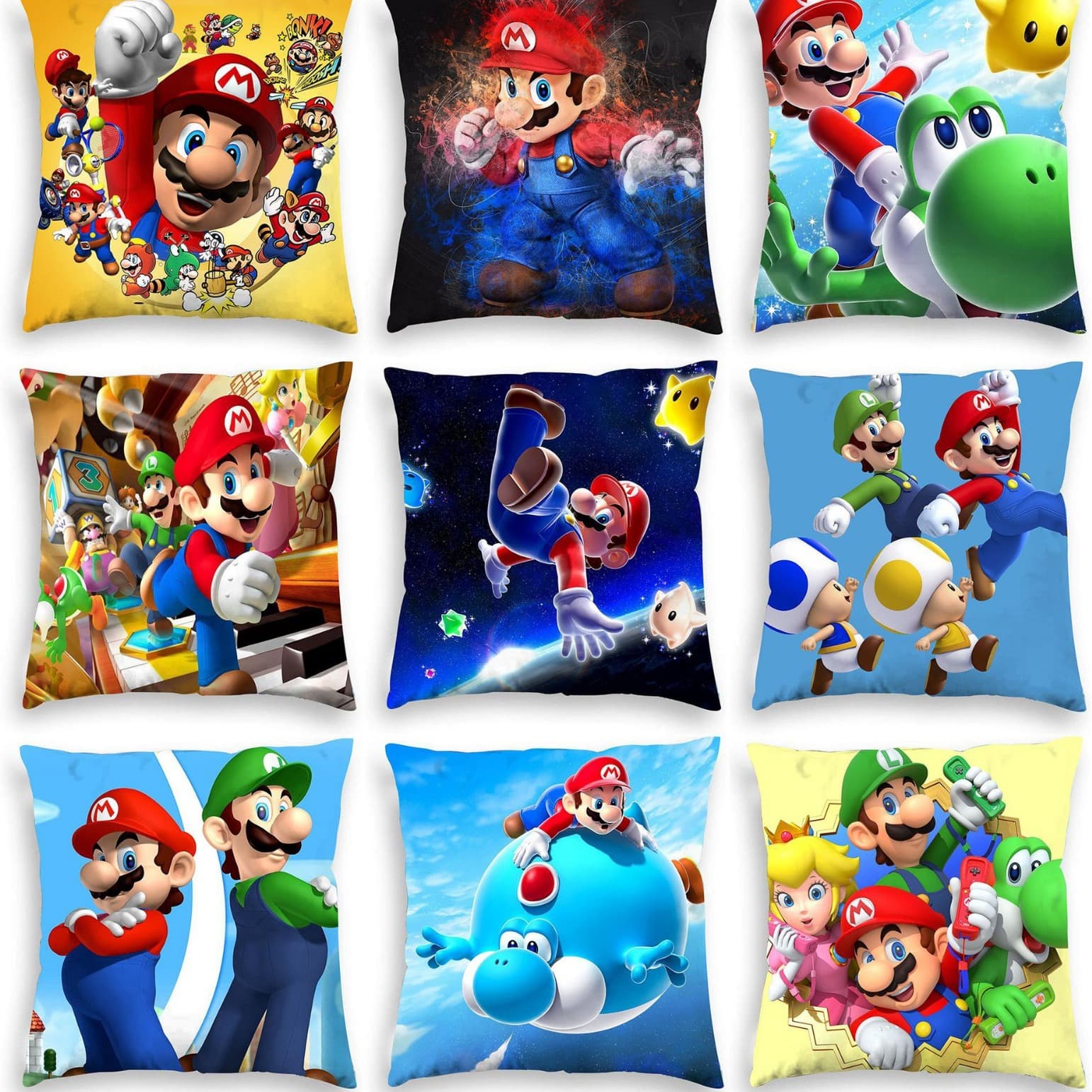 Super Mario Sofa Pillow Cover Car Living Room Cushion Short Plush Peach Skin Velvet Pillow Export Supply