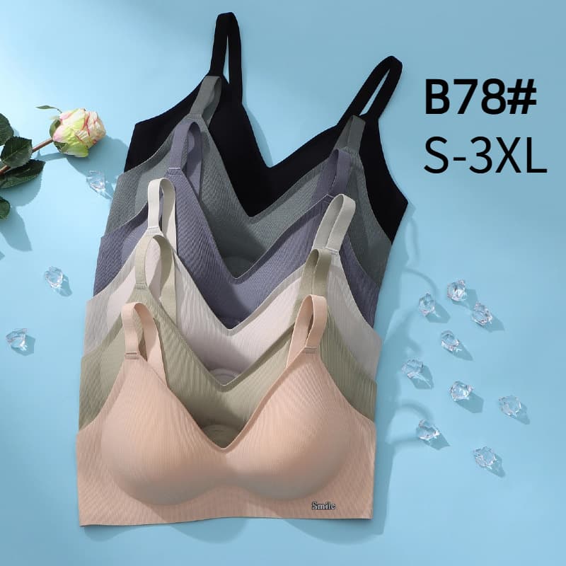 B78 Bare-Sensation Jelly Seamless Bra Soft Support Side Boob Control Adjustable Wire-Free Comfortable Breathable Push-Up Bra