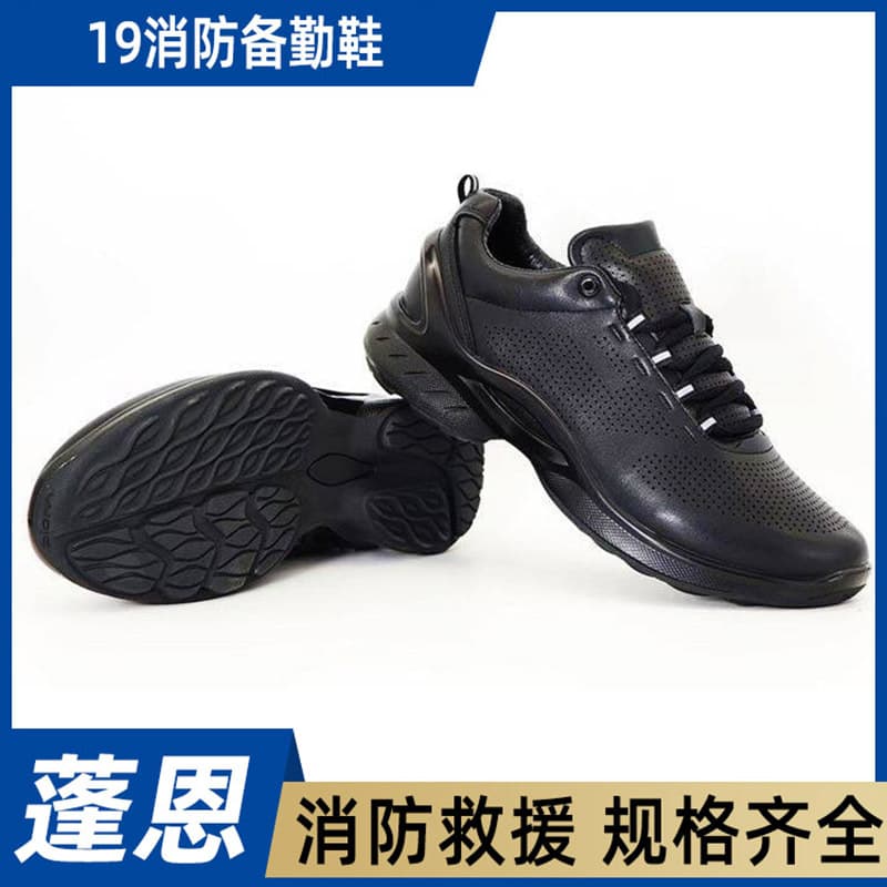 19 Firefighter Duty Shoes, Low-Top Flat Sneakers, Hollow-Out Black Thin Running Shoes, Mesh Duty Training Shoes