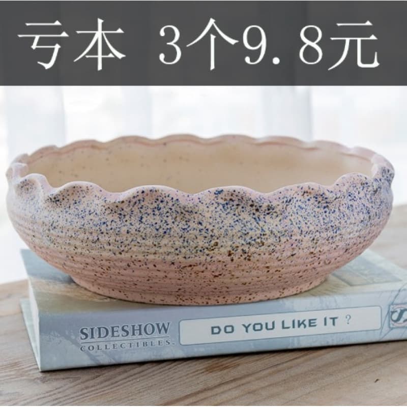 Large Diameter Succulent Pot, Simple Ceramic Succulent Planter Creative Combination Tray Extra Large Coarse Pottery Free Shipping
