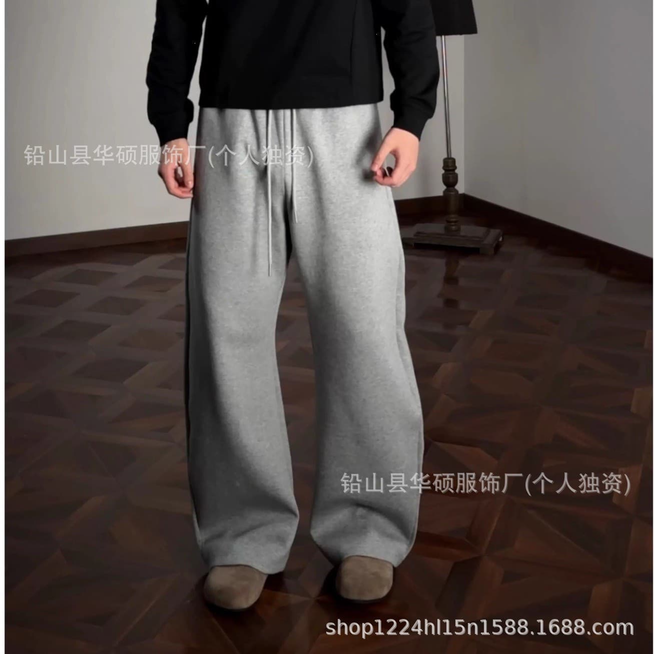Men's Loose Wide-Leg Sweatpants for Spring, Autumn, and Winter 2026 New Arrival, Straight-Leg Drooping Wide-Leg American Casual Gray Sweatpants