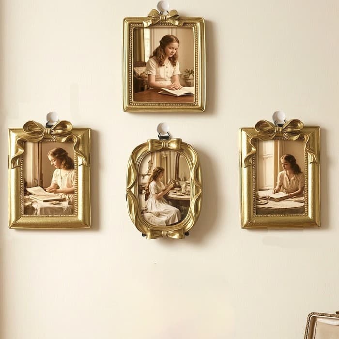 Vintage Style Resin Photo Frame European Retro Victorian Bow Photo Frame