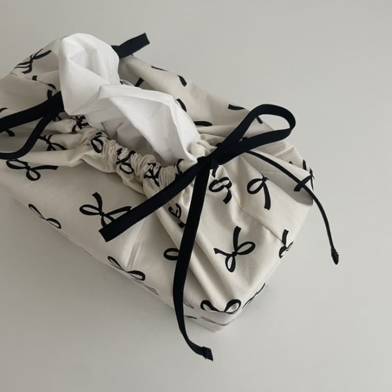 Korean ins bow tie drawstring bag drawstring pocket large capacity storage bag home decoration fabric tissue box