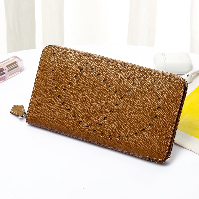 2026 New Model Palm Print Women's Long Wallet Genuine Leather Small Card Holder Big Brand Coin Purse Zipper Purse Wholesale