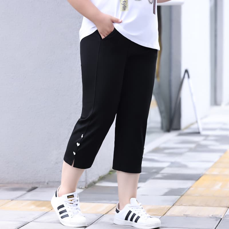2026 Summer New Plus Size Women's High Waist Elastic Capri Pants for 240 lbs, Loose Belly Covering Slimming Mid-Length Pants