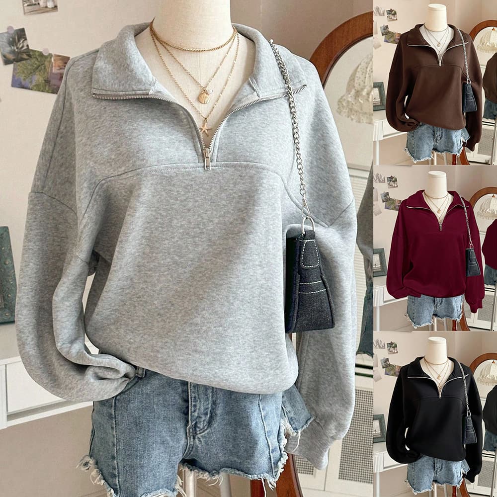 2026 autumn and winter cross-border European and American new Amazon women's long-sleeved sweatshirt Y2K pullover half-zip sweatshirt