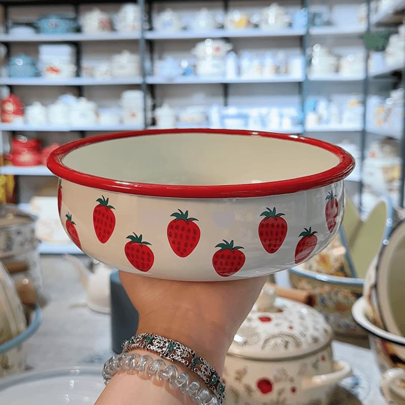 Enamel Ingot Basin Plate, Enamel Plate for Noodles, Soup Plate, Noodle Bowl, Wedding Candy Box, Thickened Enamel Basin, Vintage Style