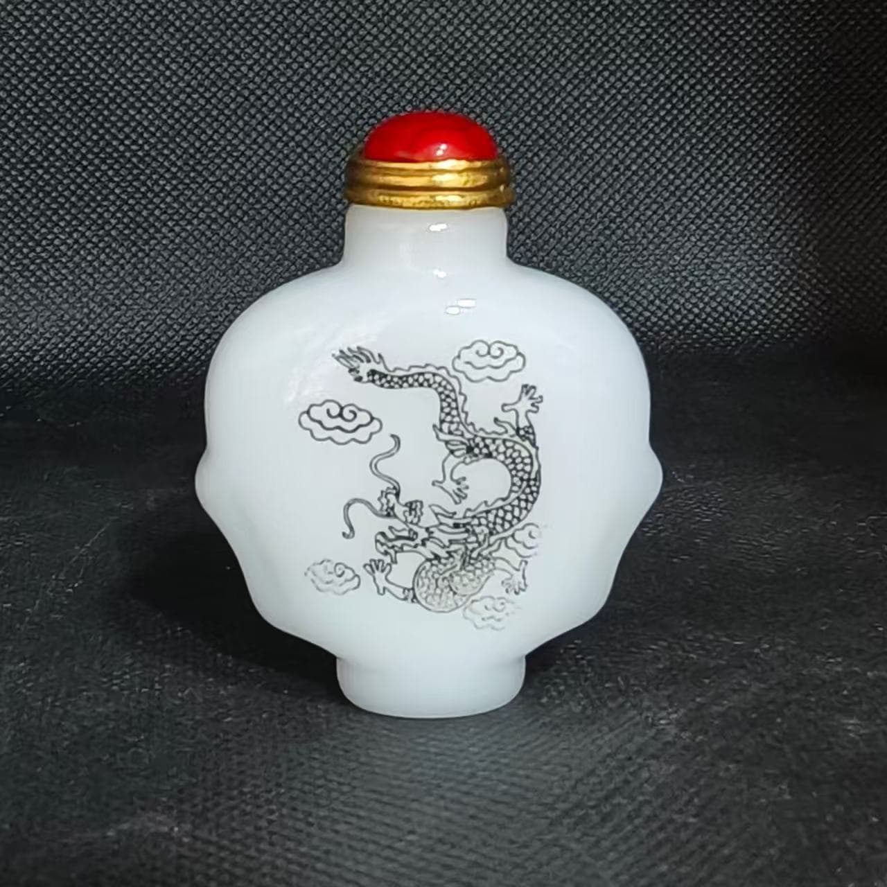 Antique Imitation Jade Carved Snuff Bottle Handcrafted Decorative Art Piece