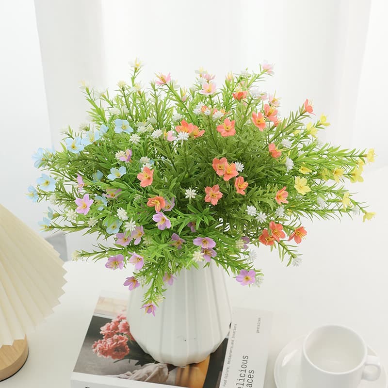 Simulated seven-pronged jasmine home plant accessories decorative branches dining table green plant flower arrangement decorations wholesale in stock