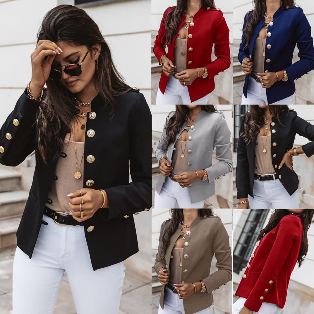 2026 Cross-border eBay Amazon Bestseller European and American Long-sleeve Slim Fit Button-down Blazer Short Jacket
