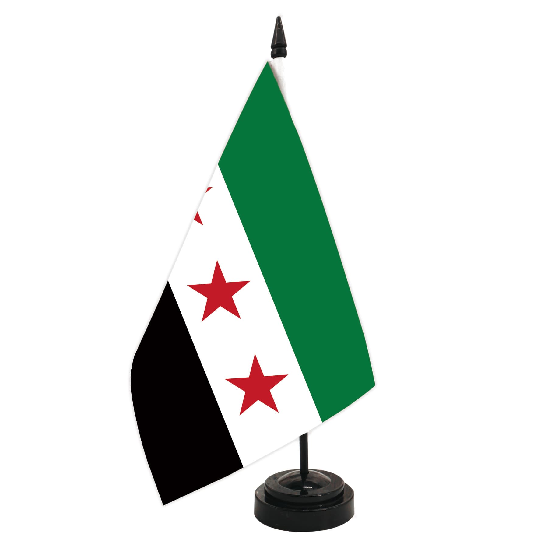 Cross-border Wholesale 14*21CM Syria Desk Flag New Syria Three Stars with ABS Base