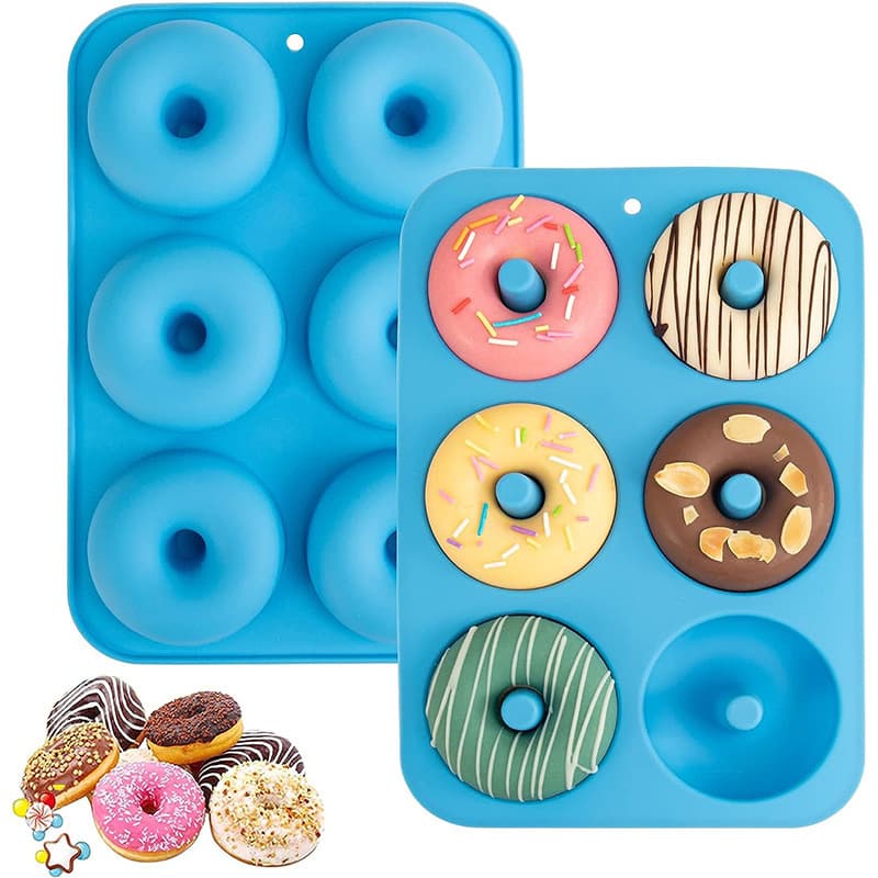 Silicone Donut Mold 6 Donuts Food-Grade Silicone Bagel Baking Pan Heat-Resistant and Microwave Safe