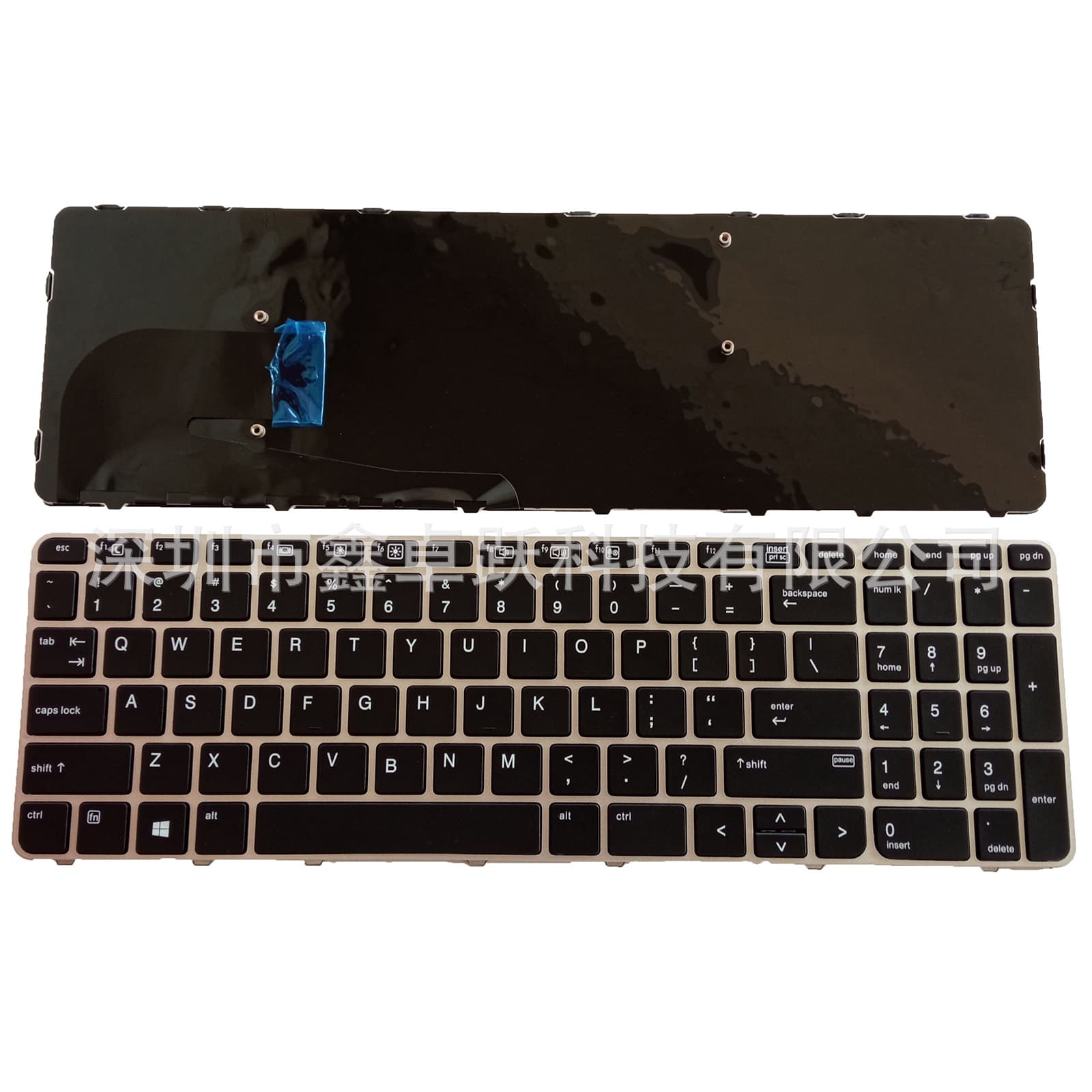US compatible with HP 755 G3 850 G3 850 G4 ZBook 15u G3 G4 keyboard with silver bezel.