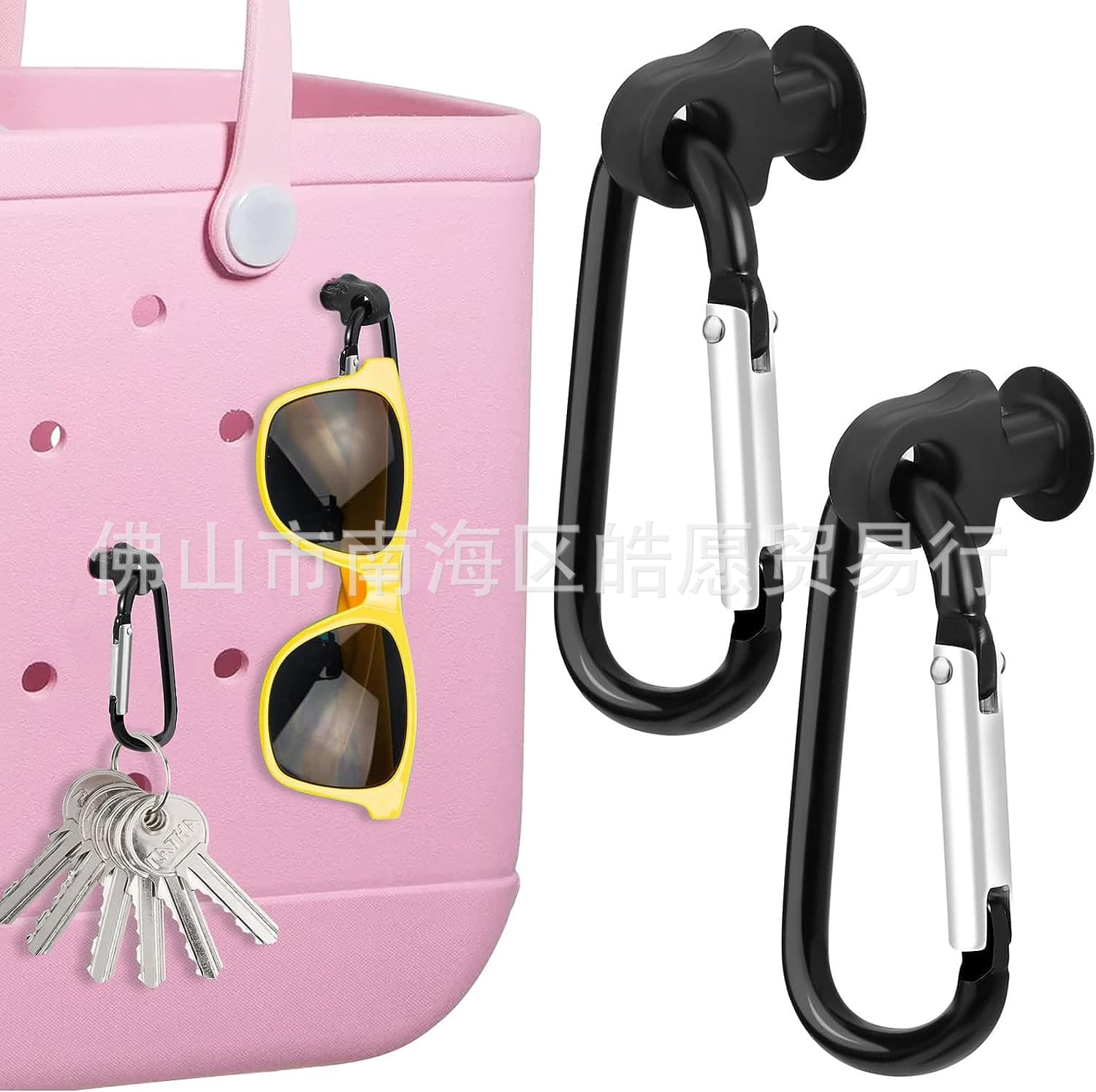 Bogg perforated bag accessory set with small round head carabiners, made of ABS material, for storage perforated bags and accessories.