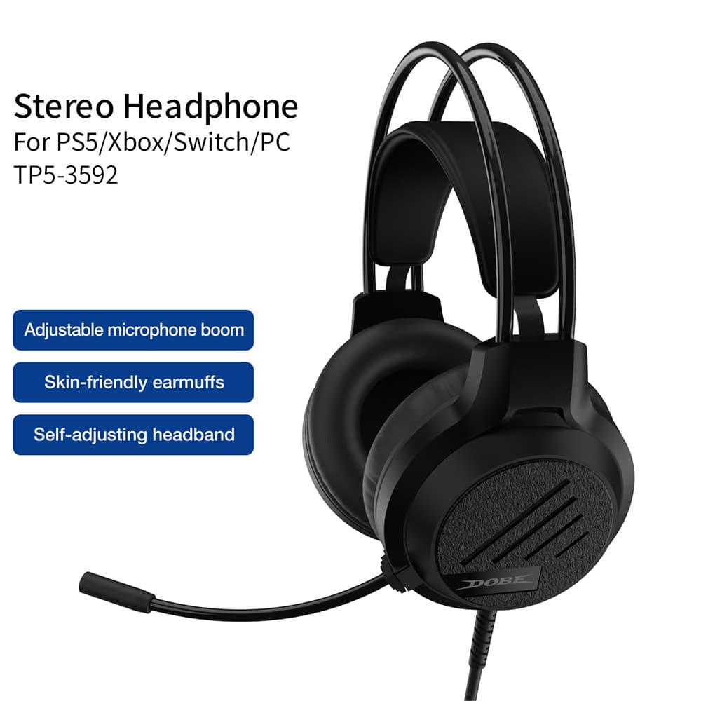 PS5 Wired Headset, Universal for Xbox/Switch/PC, Over-Ear Wired Gaming Headset with Microphone