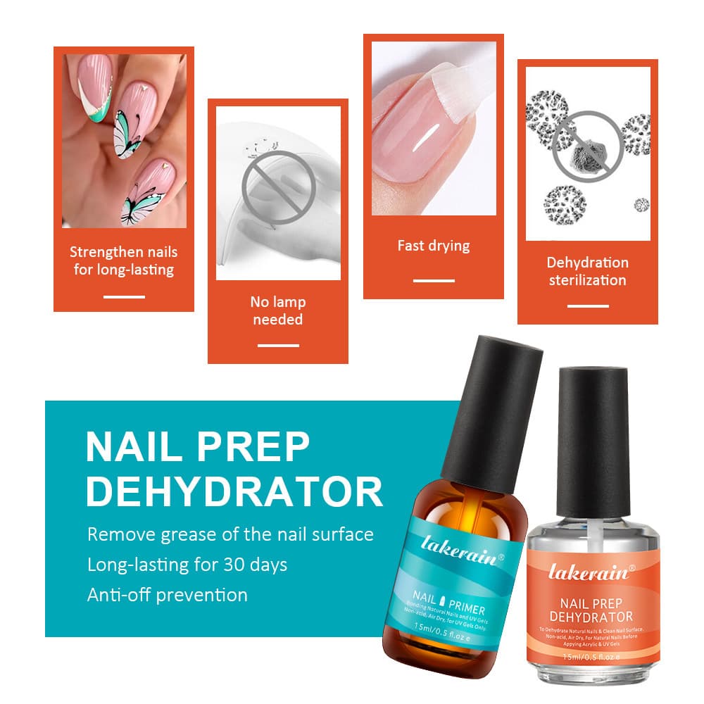 Cross-border Lakerain Nail Primer Set Nail Dehydrator Nail Primer Liquid Nail Base Coat