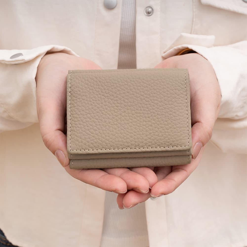 Genuine Leather Women's Wallet Japanese Ins Style Short Tri-fold Lychee Pattern Zipper Coin Purse Card Holder Wallet