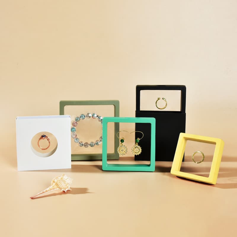 Small Item Floating Display Box, Transparent PE Film Showcase, Jewelry Ring Bracelet Box, Gift Box, In Stock