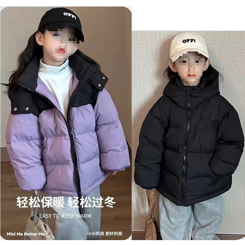 New Thickened Children's Black-Gold Down Jacket Mid-Childhood Hooded Boys and Girls White Duck Down Short Style Winter Warm Coat