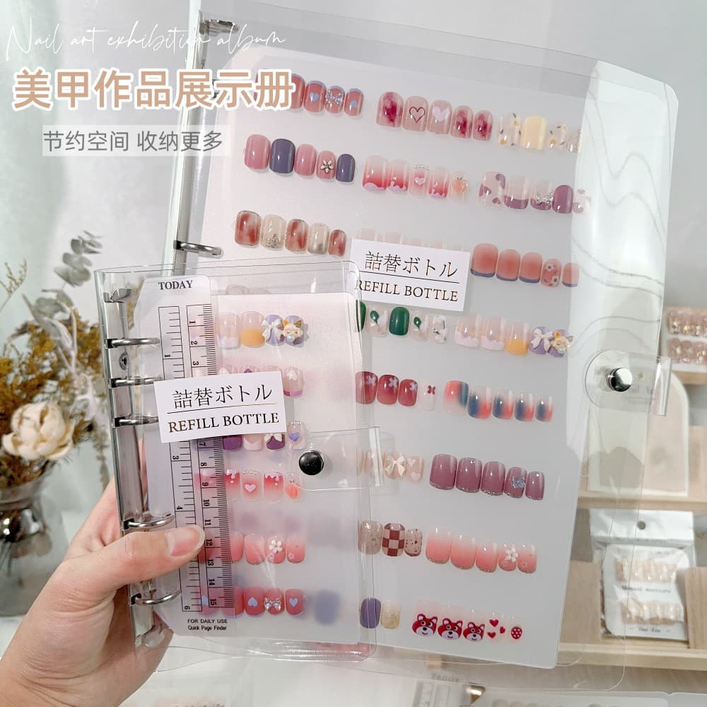 New wear nail storage book, finished nail art style collection, display book, transparent frosted sample color card photo frame