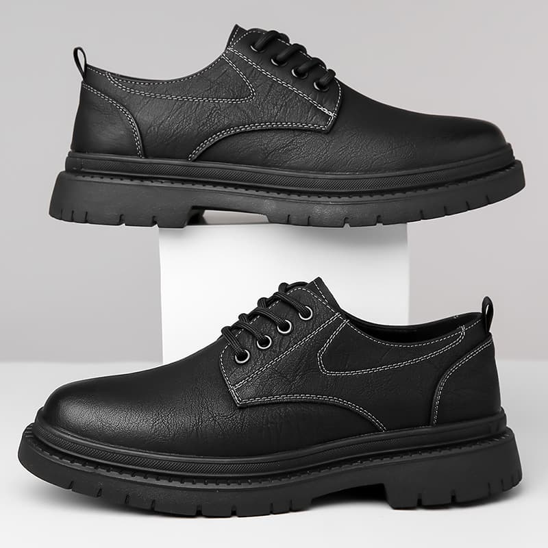 Men's leather shoes spring and summer British thick-soled casual derby shoes men's formal wedding workwear low-top Martin boots