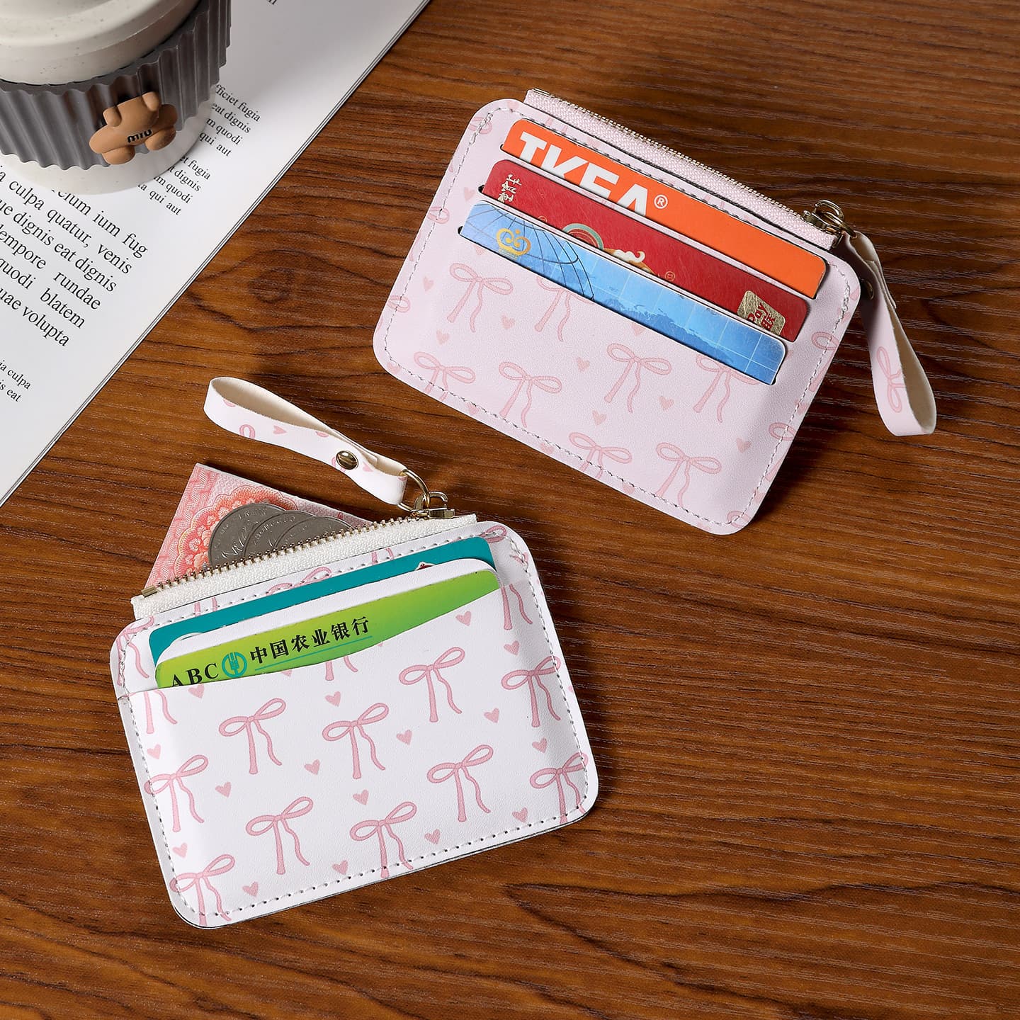 Foreign trade hot-selling bow card holder ultra-thin student small card holder female card holder anti-degaussing zipper coin purse wholesale