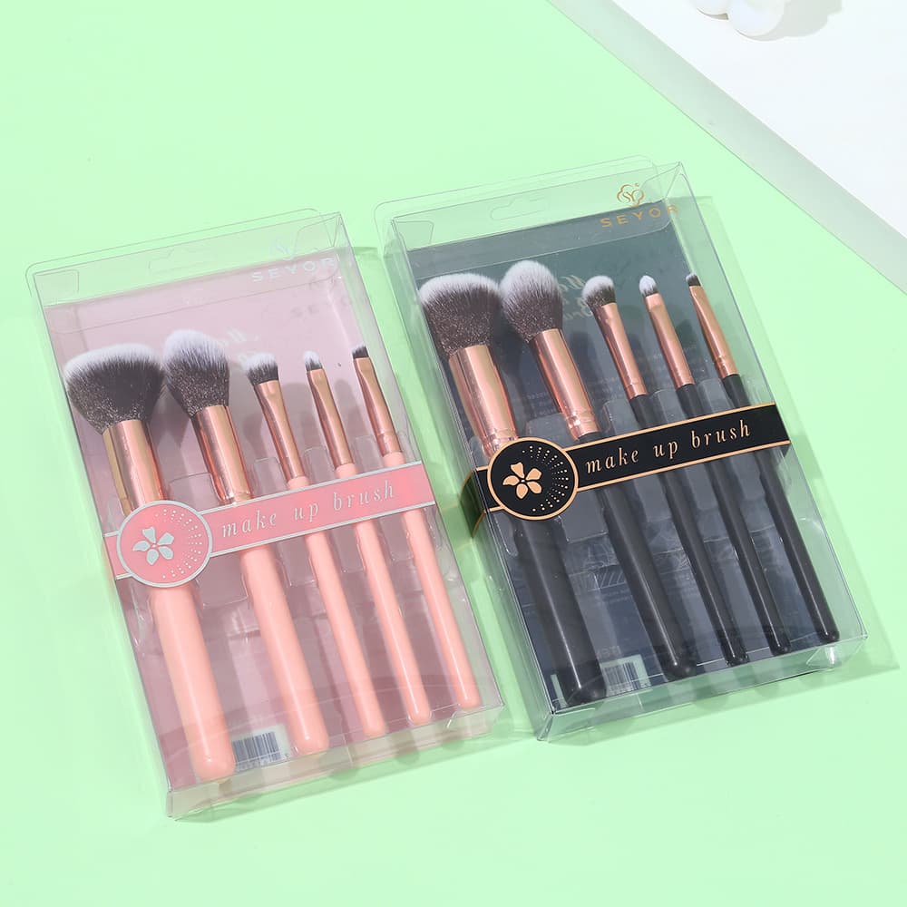 SEYOR 5-Piece Makeup Brush Set for Beginners, Cosmetic Tools Including Powder Brush, Eyeshadow Brush, Eyebrow Brush, Lip Brush